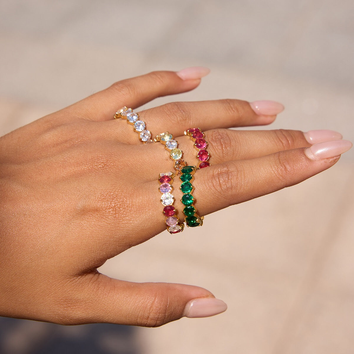 18K Gold Pink Affair Tennis Eternity Ring