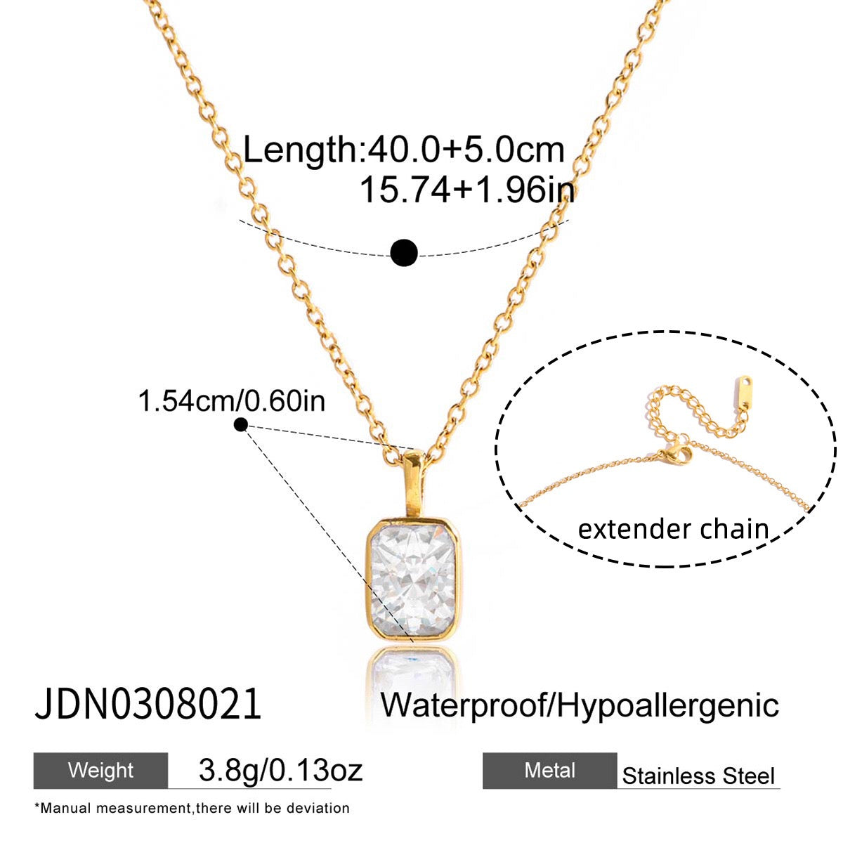 18K Gold Minimal Glow CZ Pendant Paperclip Beaded Chain Layered Necklace Set