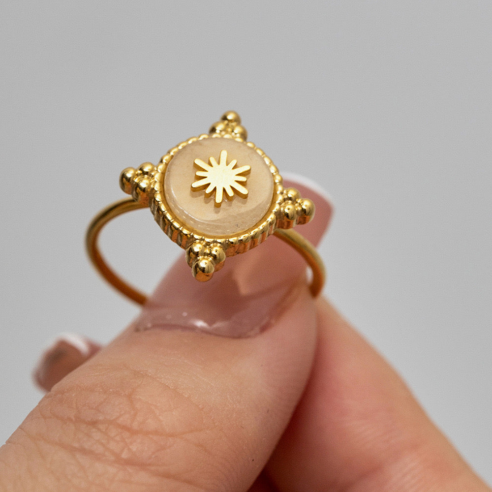 18K Gold Vintage Inspired Compass Ring