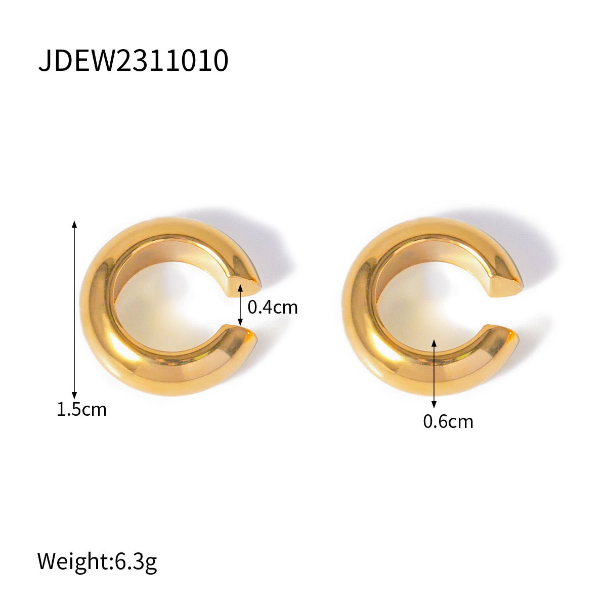 18K Gold Bling Statement Huggie Earrings Ear Cuff Set