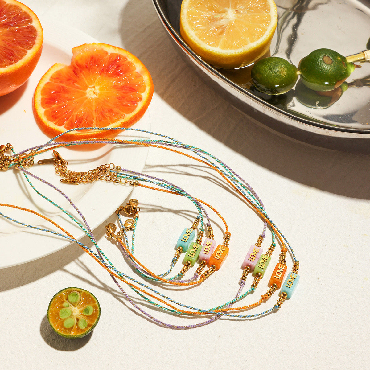 18K Gold Pastel Color Love Summer String Bracelet
