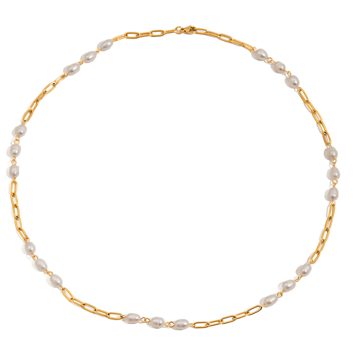 18K Gold Freshwater Pearl Long Chain Necklace