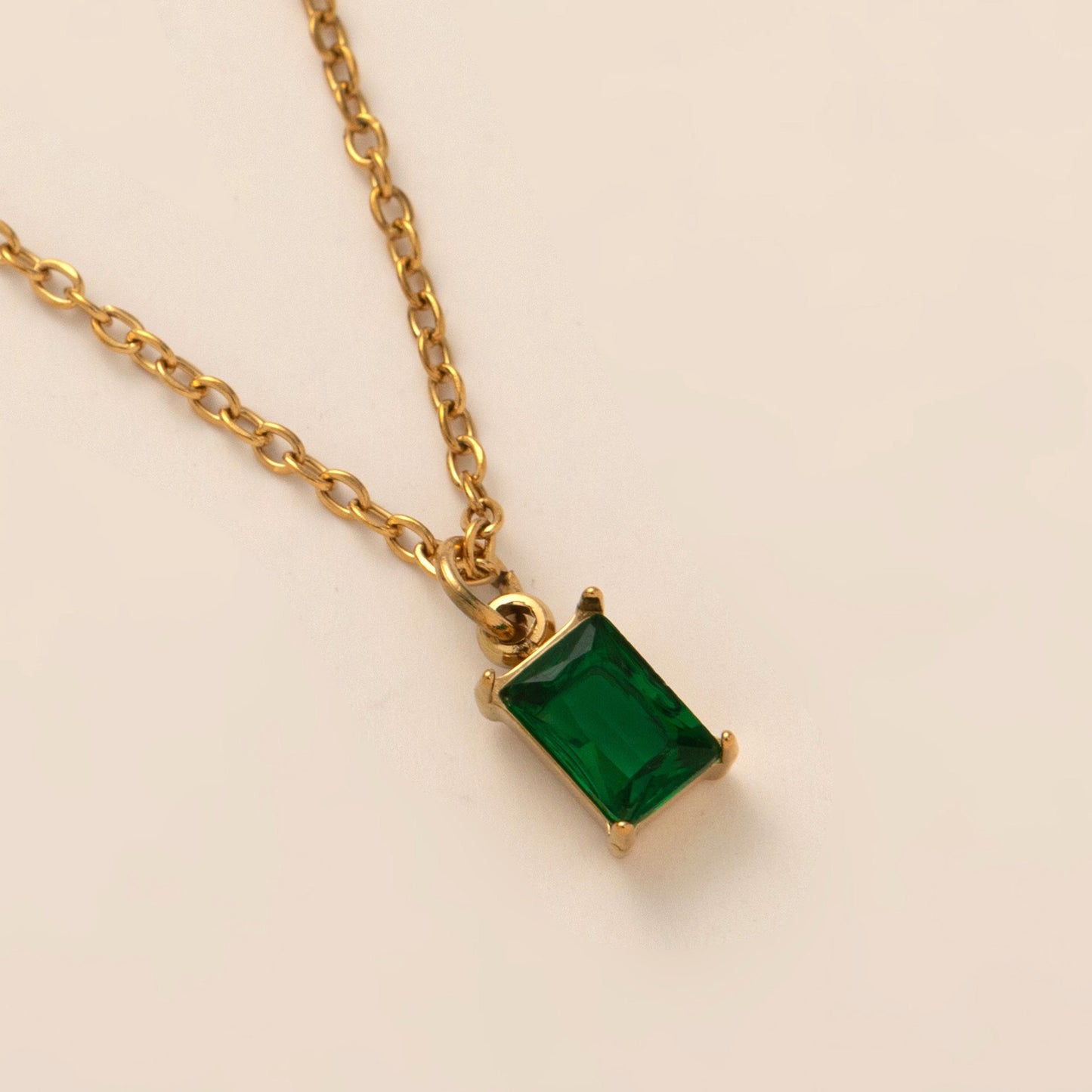 18K Gold Dainty Birthstone Pendant Necklace