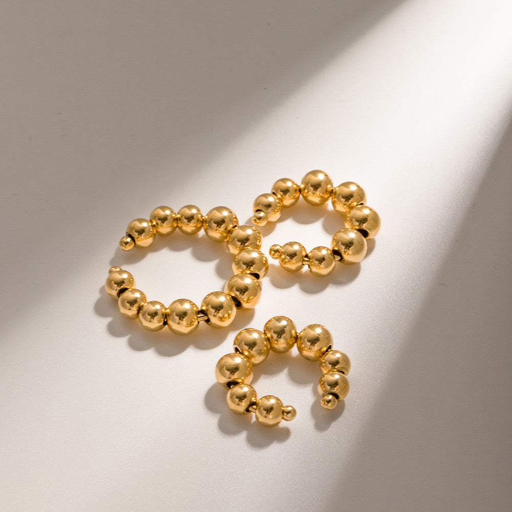 18K Gold Classic Beaded Ear Cuffs