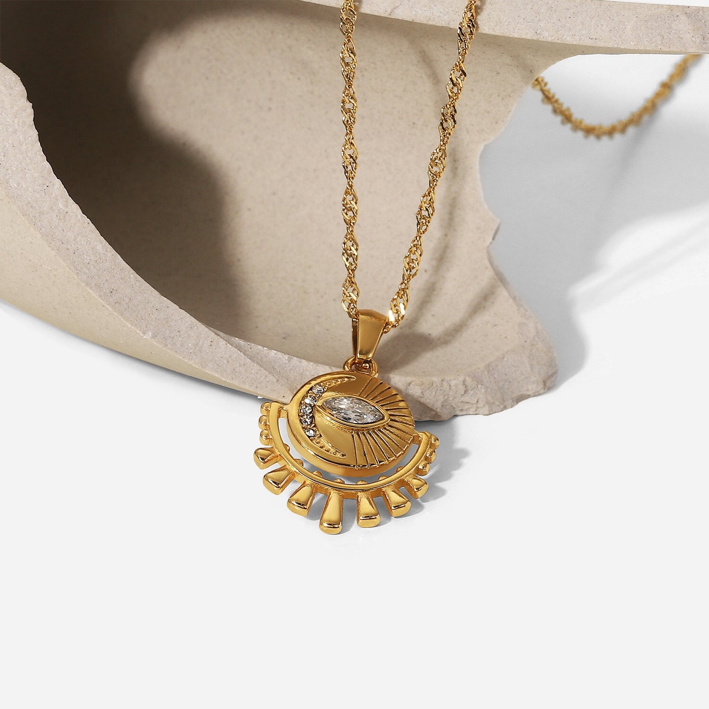18K Gold Evil Eye Protection Pendant Necklace