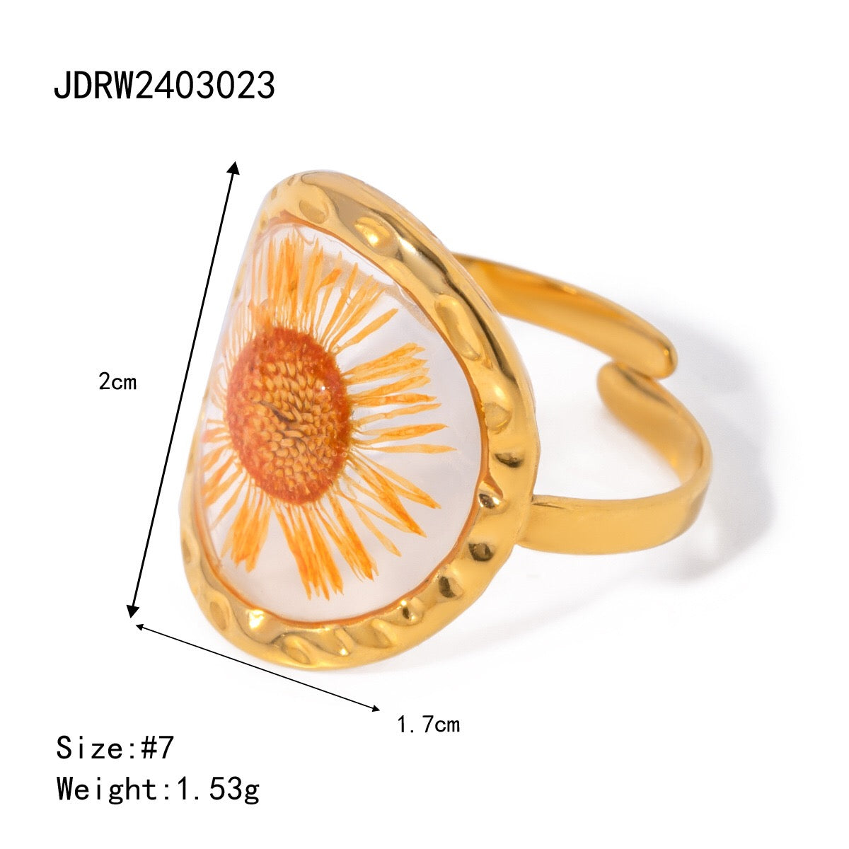 18K Gold Jelly Flower Statement Ring