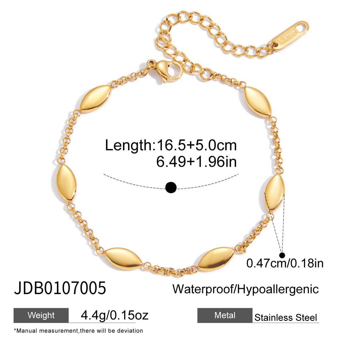 18K Gold Intimate Heart Tennis Horseshoe Chain Bracelet Stack