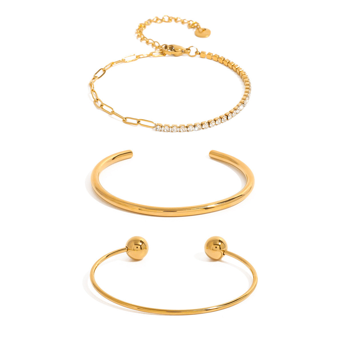 18K Gold Minimalist Paperclip Chain Silm Bangle Tennis Bracelet Stack