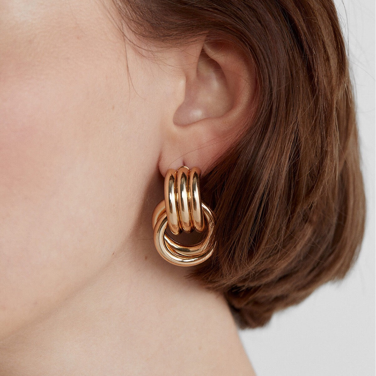 18K Gold Trendy Geometric Statement Stud Earrings