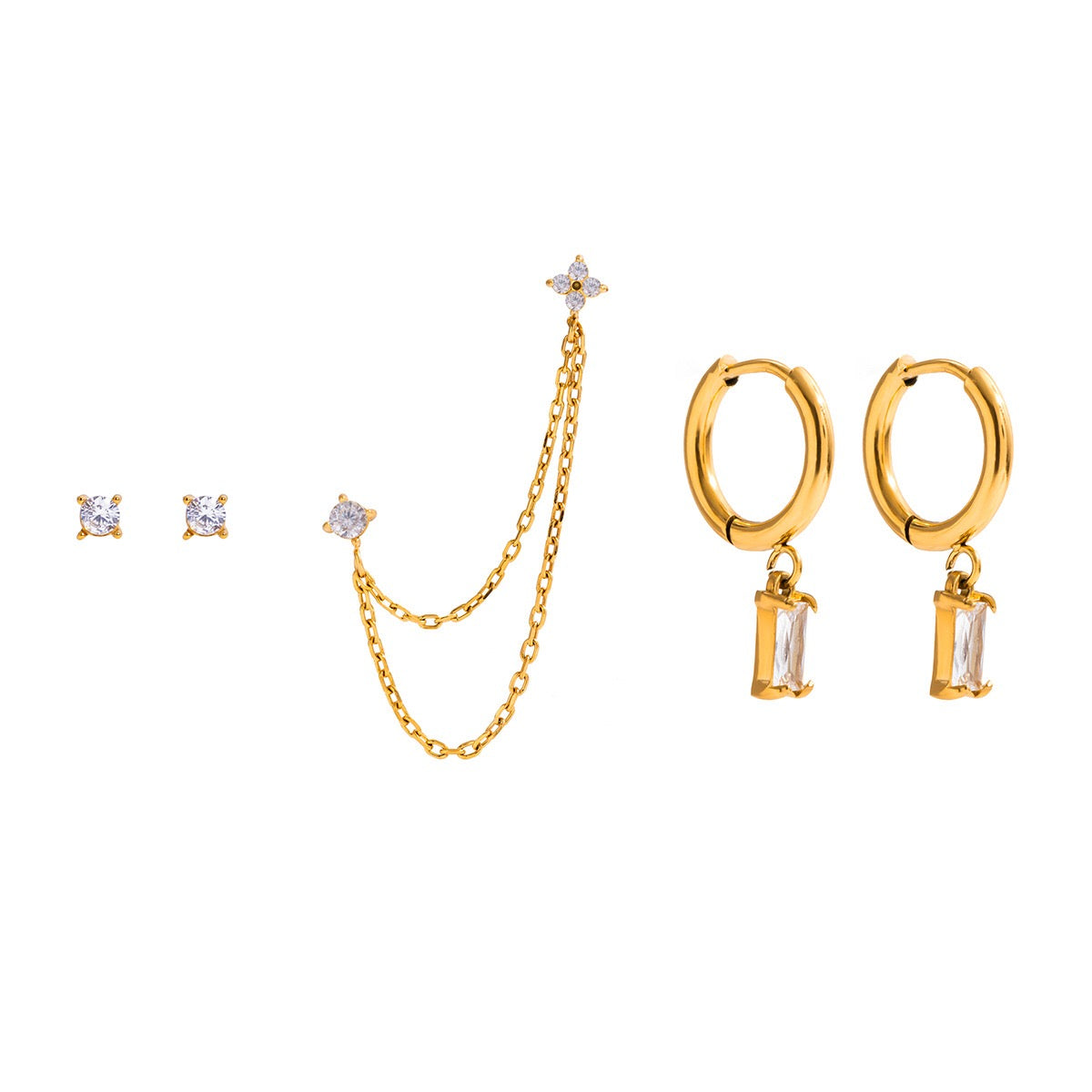 18K Gold Soft Kiss Dainty Huggie Cartilage Earrings Set