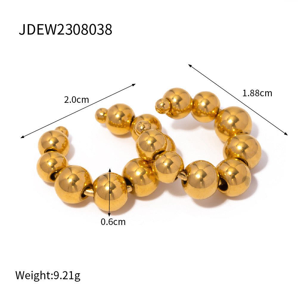 18K Gold Classic Beaded Ear Cuffs