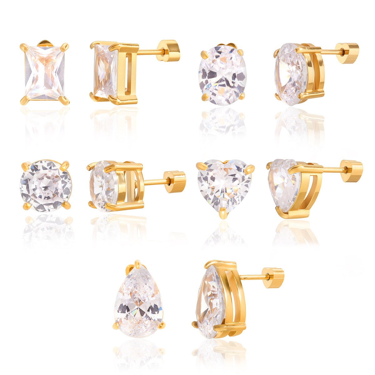 18K Gold Essential Elegance Flat Back Stud Earrings