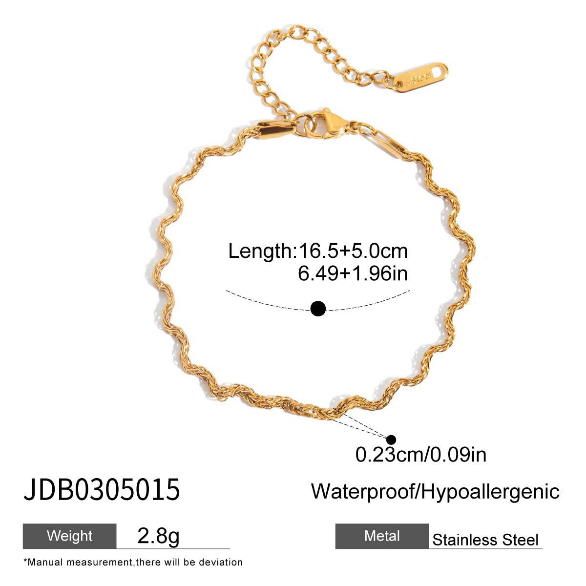 18K Gold Heart Chain Trendy Everyday Bracelet Stack