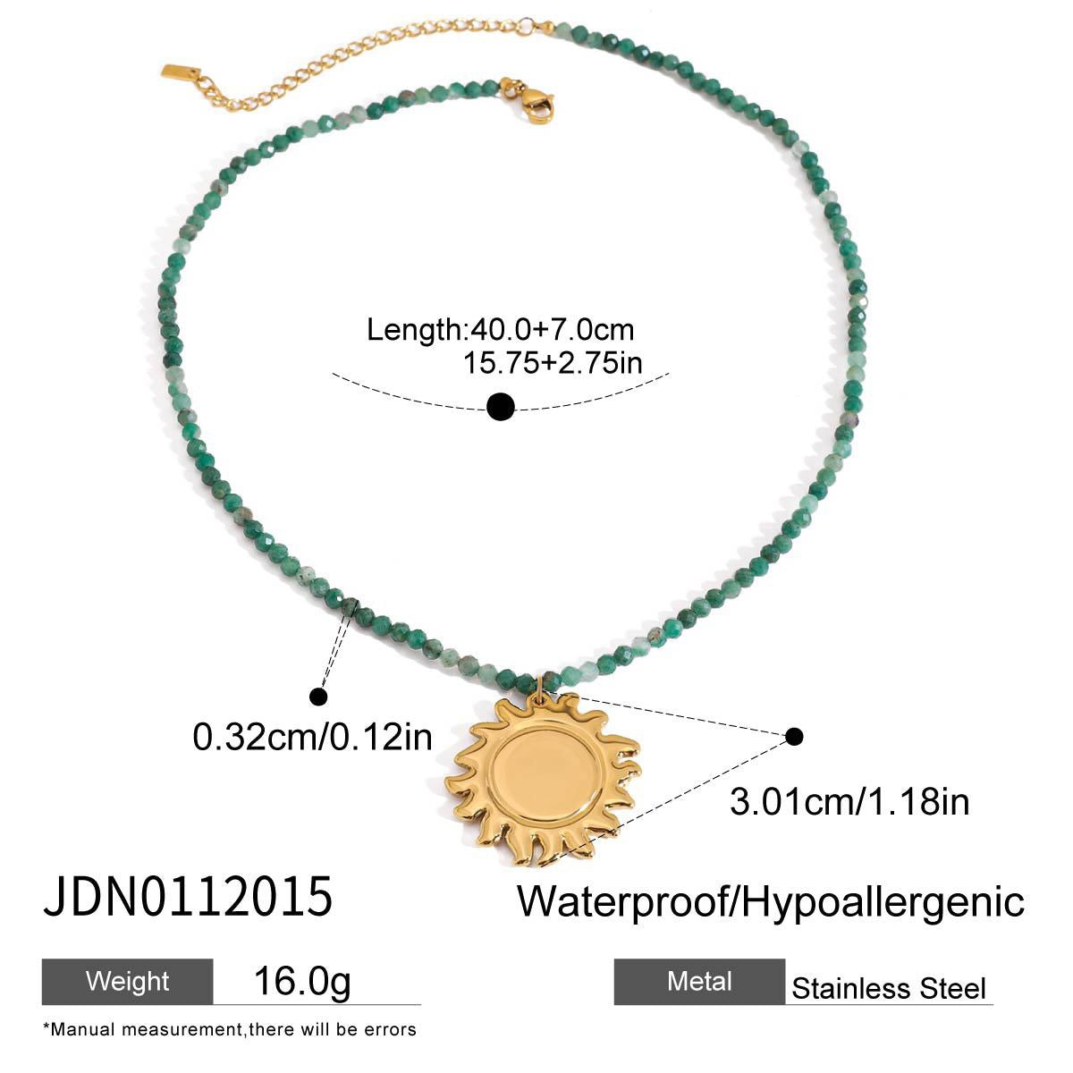 18K Gold Summer Color Beaded Chain Pendant Statement Necklace