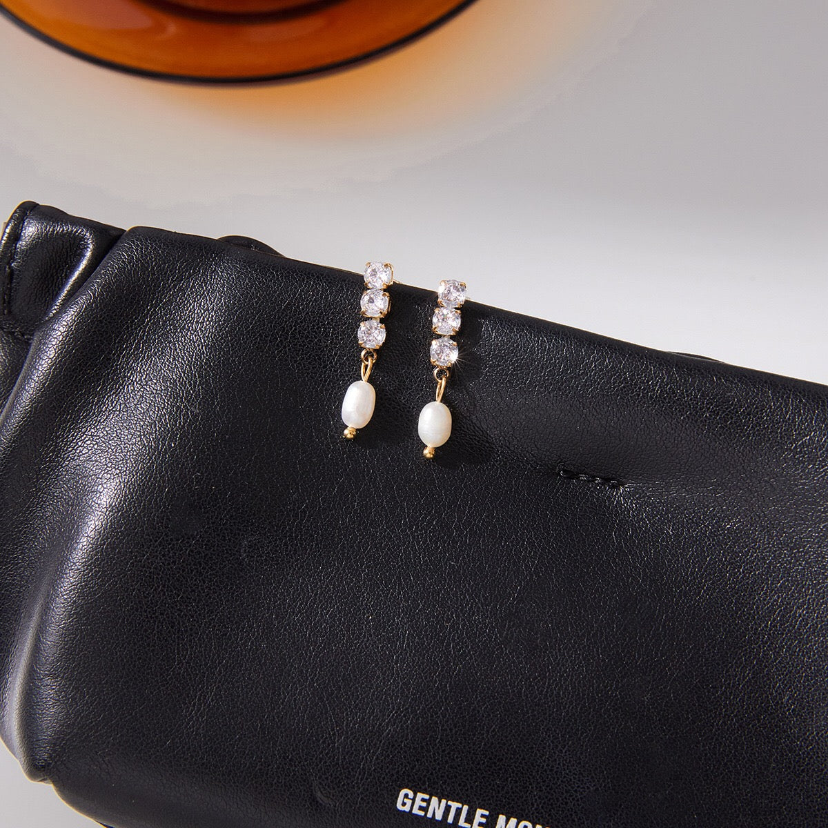 18K Gold Eternal Grace Tennis Pearl Stud Dangle Earrings