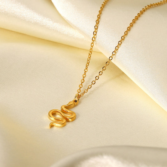 18K Gold Dainty Snake Pendant Necklace