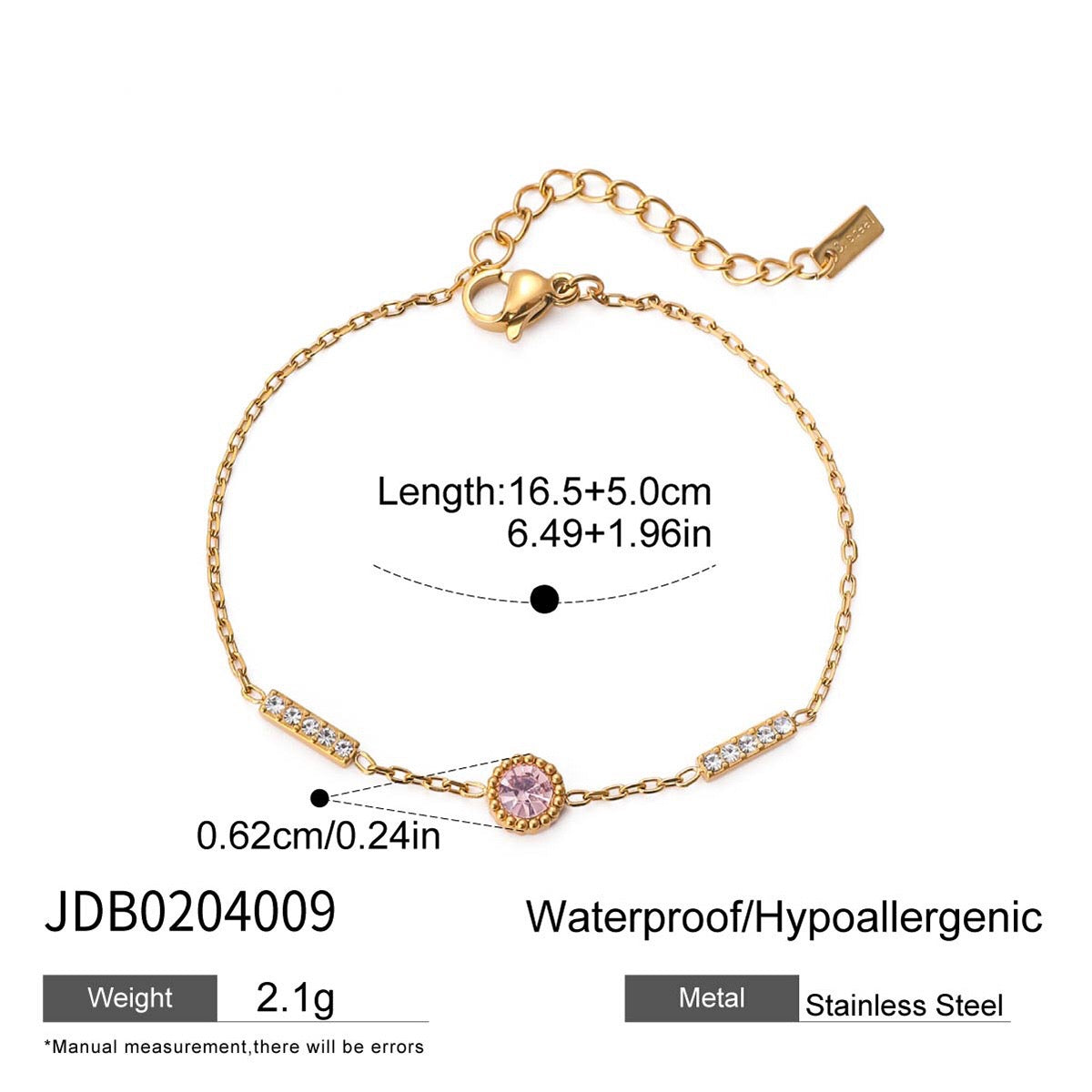 18K Gold Luxury Pink Butterfly Dainty Tennis Chain Bracelet Stack