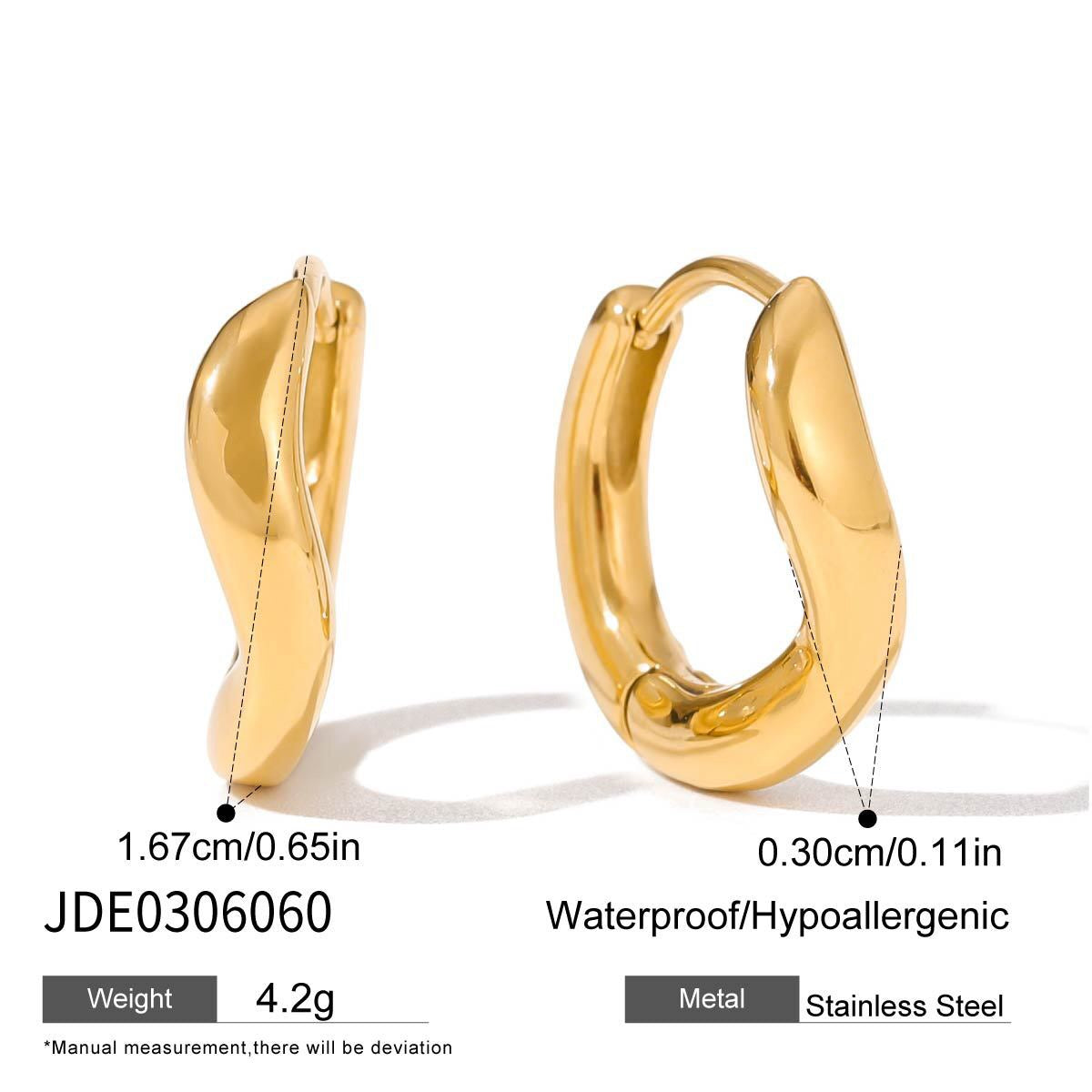 18K Gold Angel Wings Minimalist Bling Huggie Earrings Ear Cuff Set