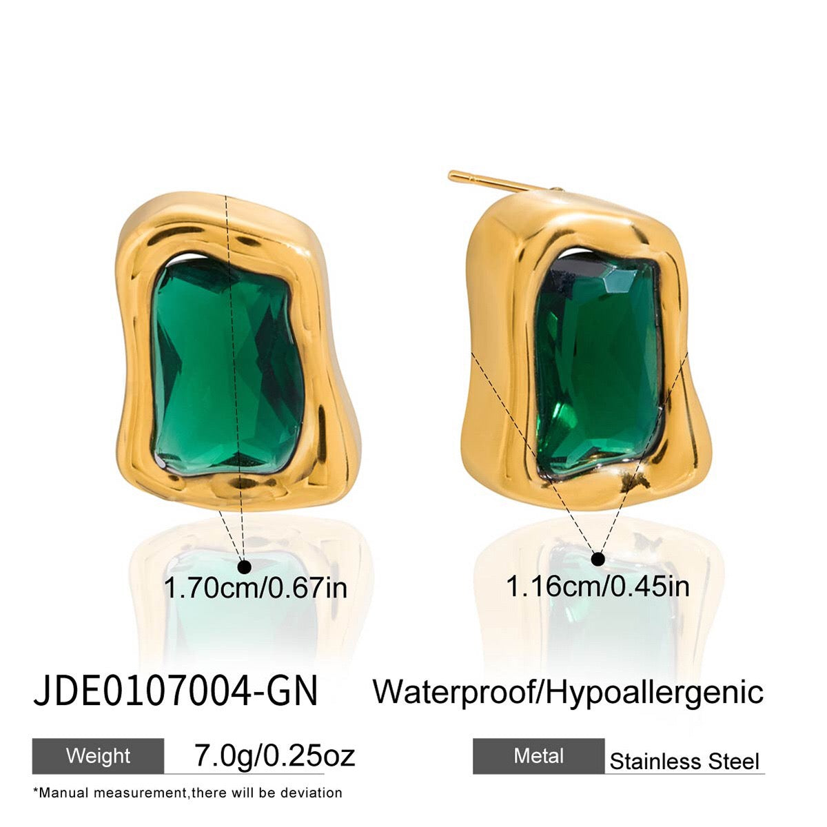 18K Gold Liquid Form Statement CZ Stud Earrings