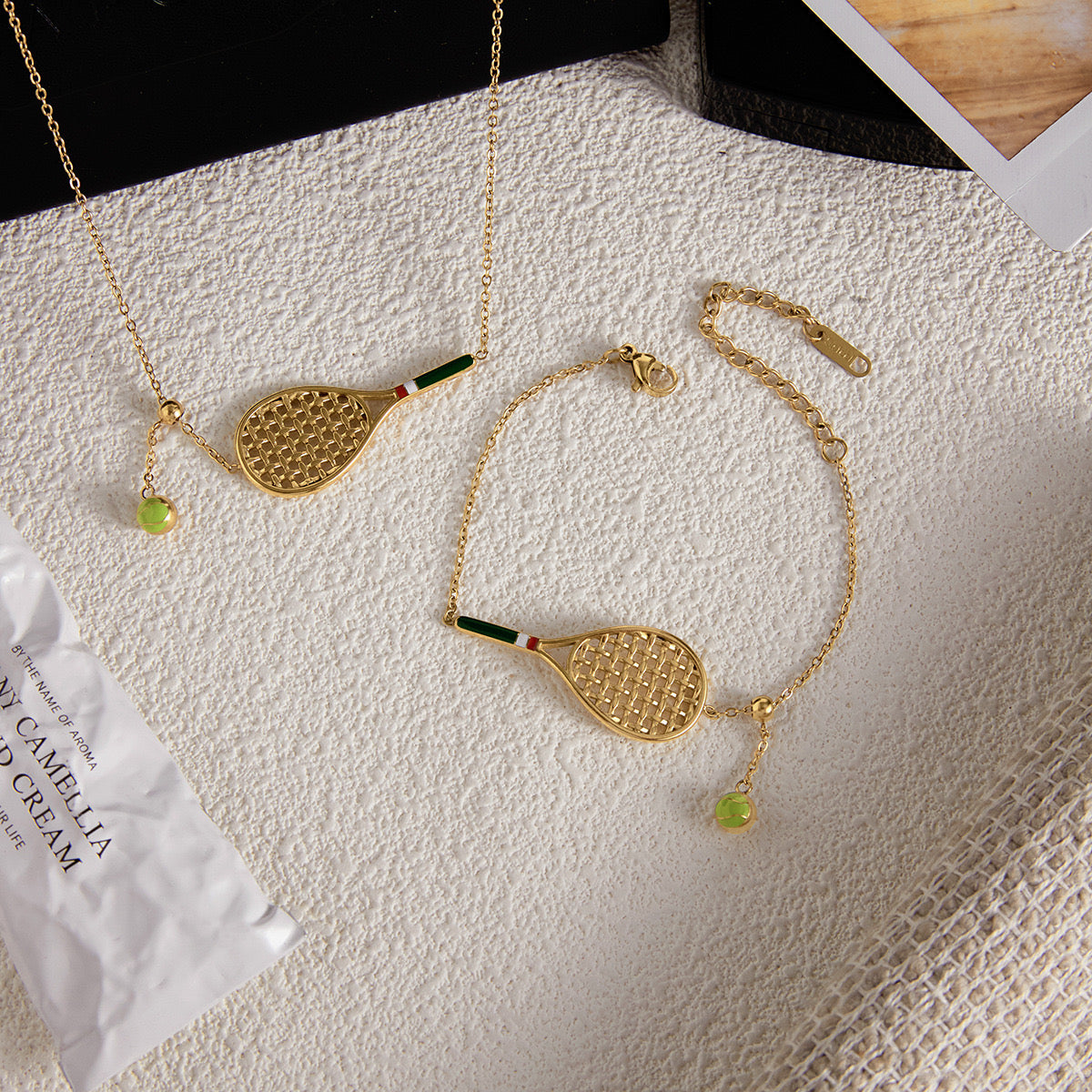 18K Gold Tennis Player Pendant Necklace