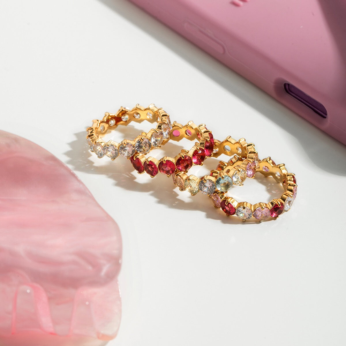 18K Gold Pink Affair Tennis Eternity Ring