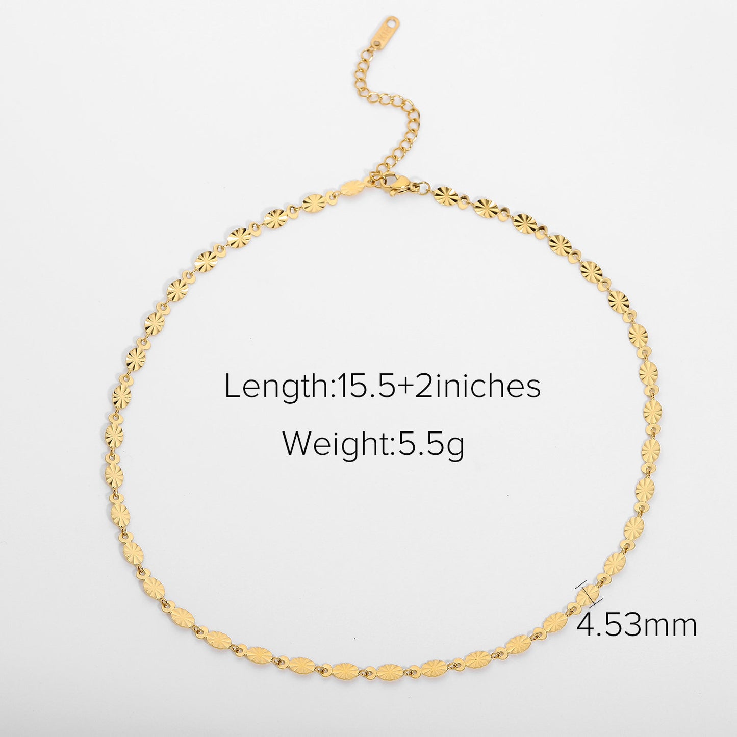 18K Gold Dainty Flower Disc Chain Choker Necklace