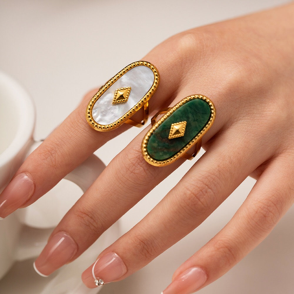 18K Gold Vintage Inspired Gemstone Statement Ring