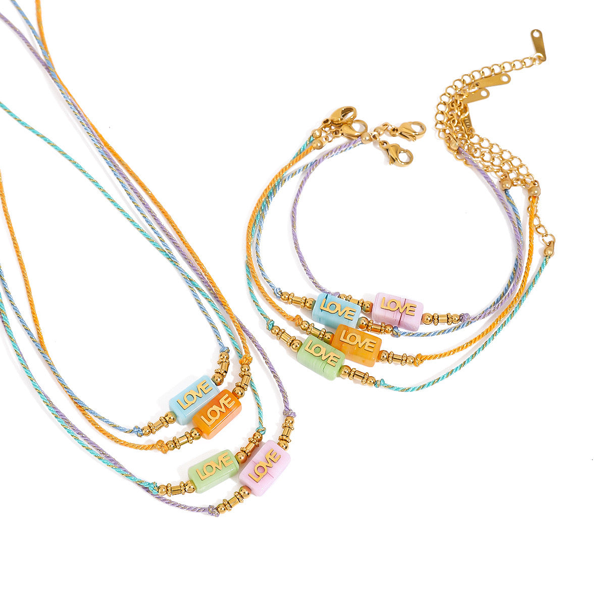 18K Gold Pastel Color Love Summer String Necklace