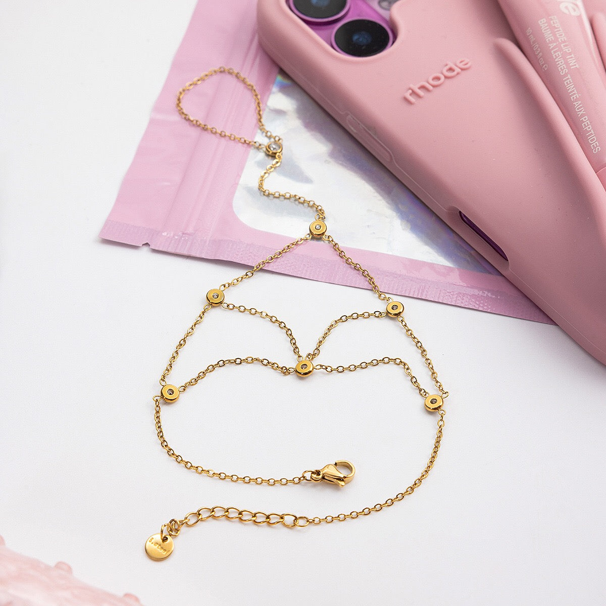 18K Gold Starry Dream Catcher Dainty Hand Chain Bracelet