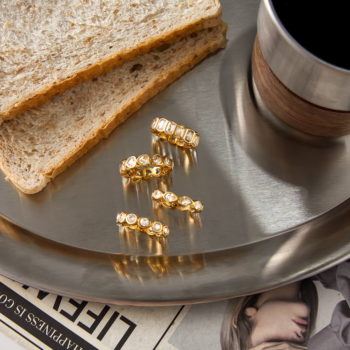 18K Gold Extra Shine Heart Eternity Tennis Ring