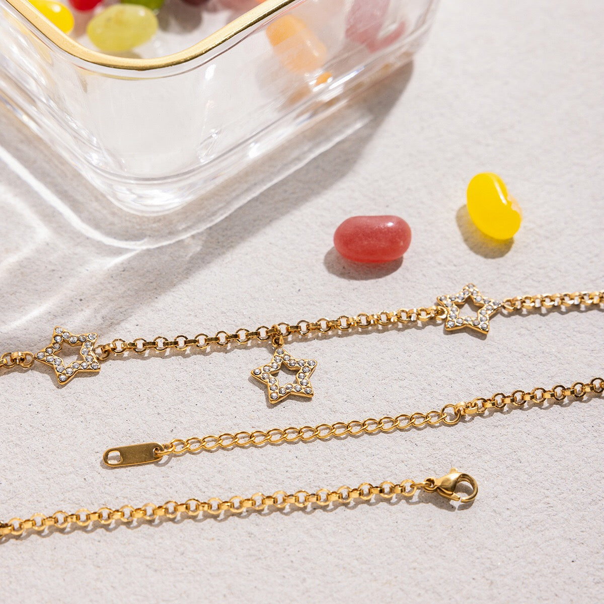 18K Gold Bling Star Chain Statement Necklace