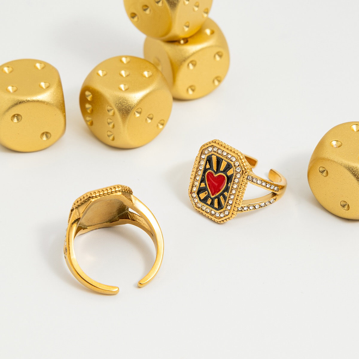 18K Gold Bejeweled Girl Boss Signet Statement Ring