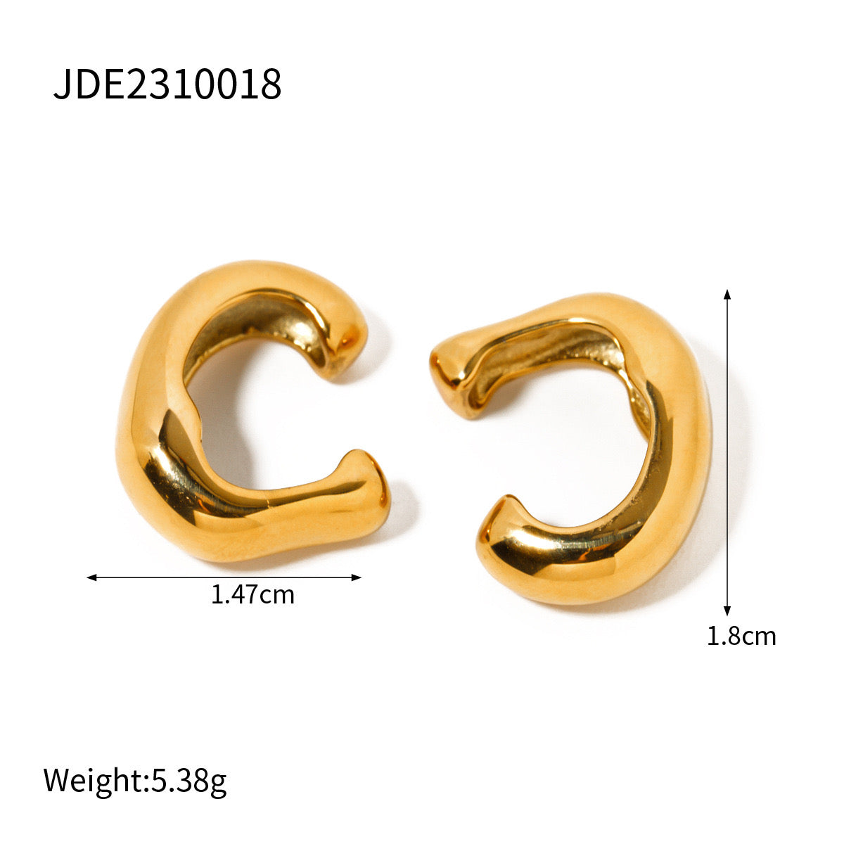 18K Gold Trendy Huggie Ear Cuffs