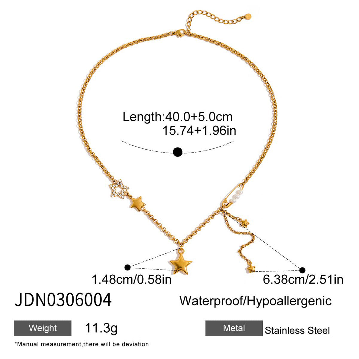 18K Gold Stars Shine Bright Beaded Chain Layered Necklace Set