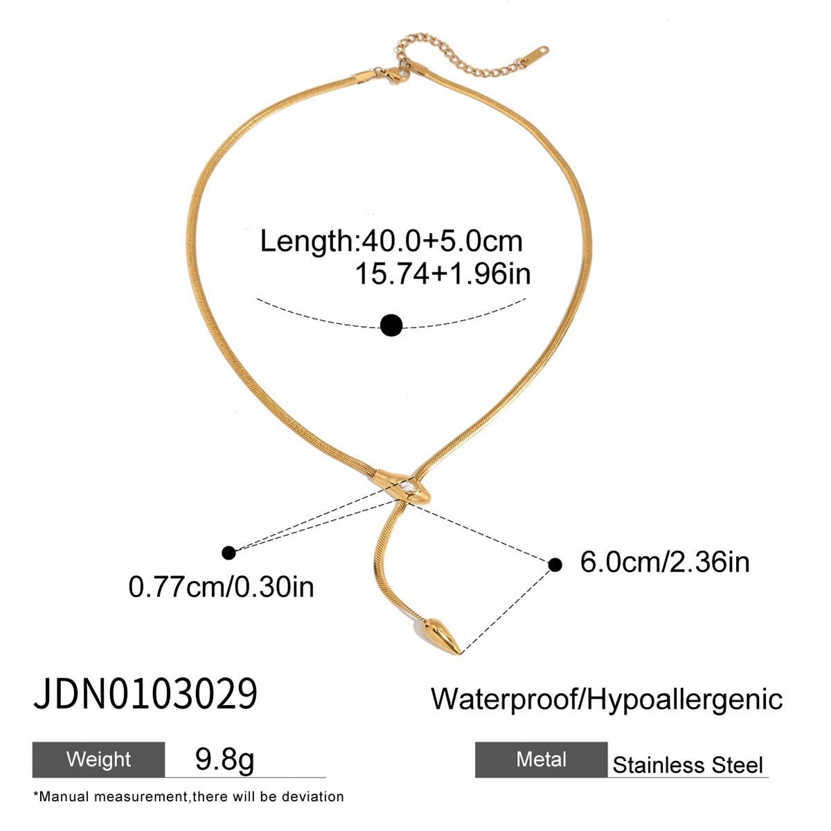 18K Gold Queen Vibe Snake Y Shape Chain Necklace Set