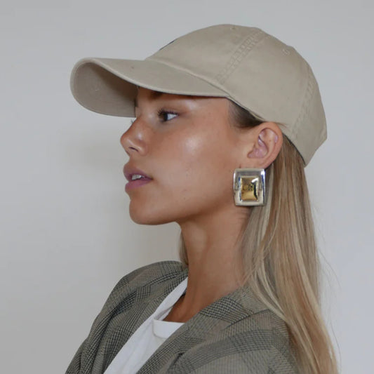 18K Gold Two Tone Plate Statement Stud Earrings