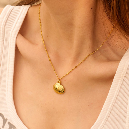 18K Gold Seashell Pendant Necklace