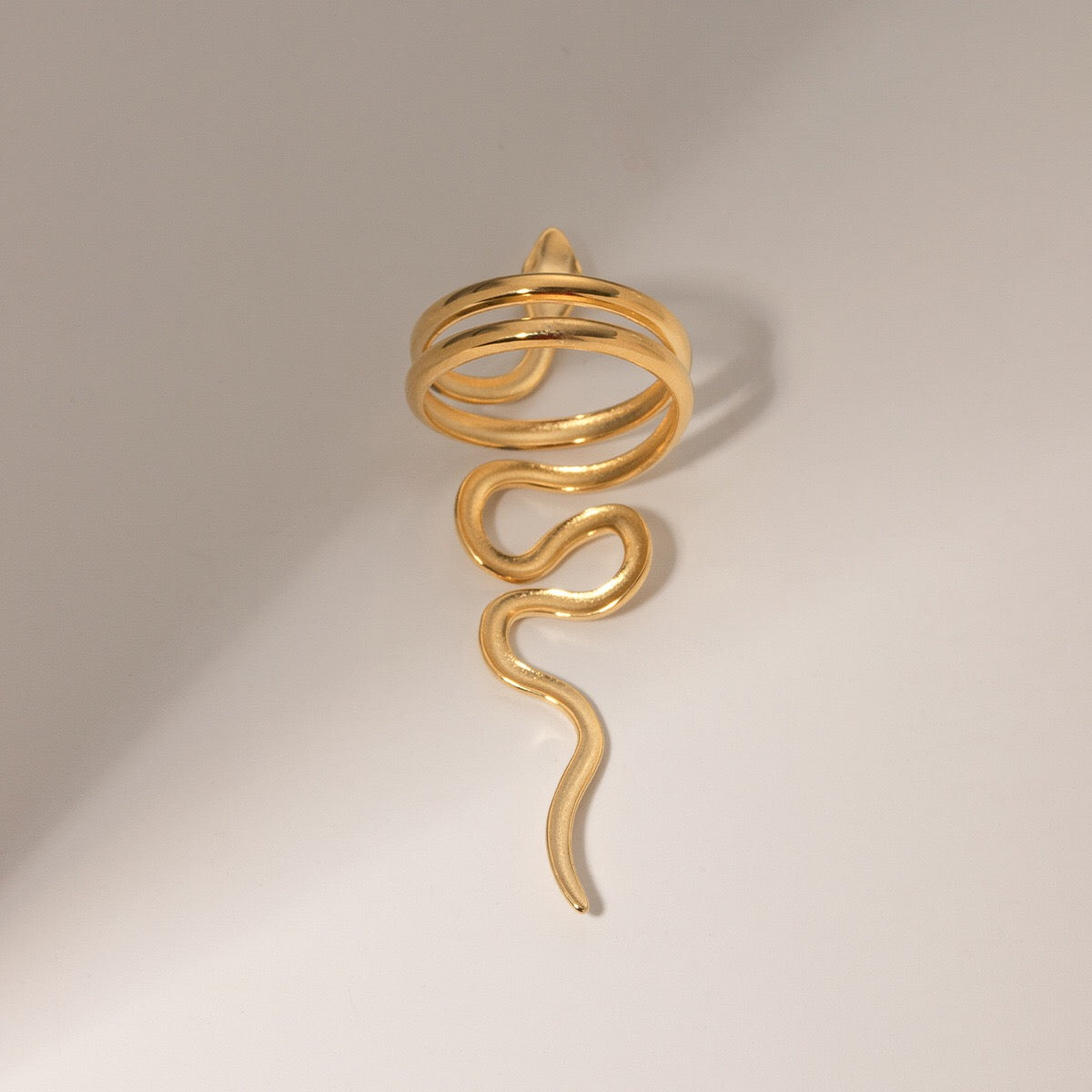18K Gold Serpent Statement Ring