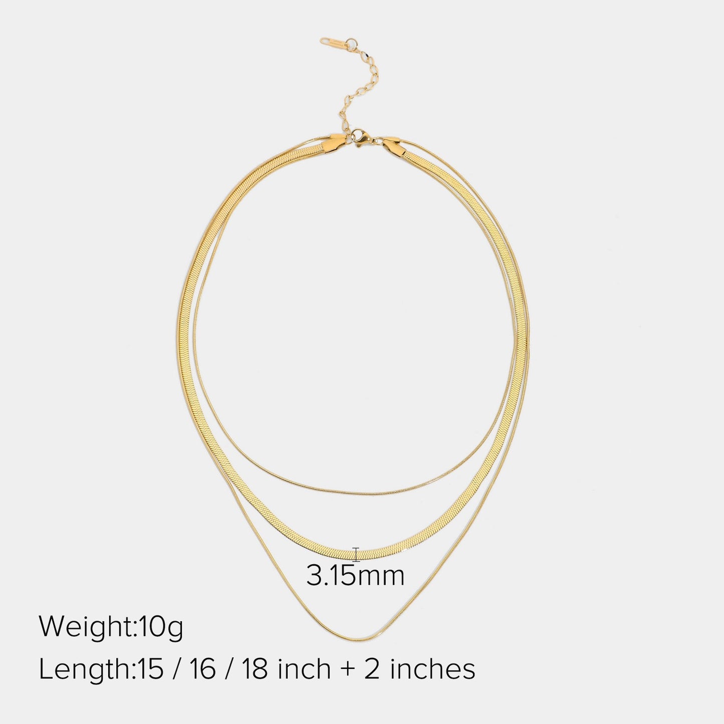 18K Gold Herringbone Snake Chain Layered Necklace