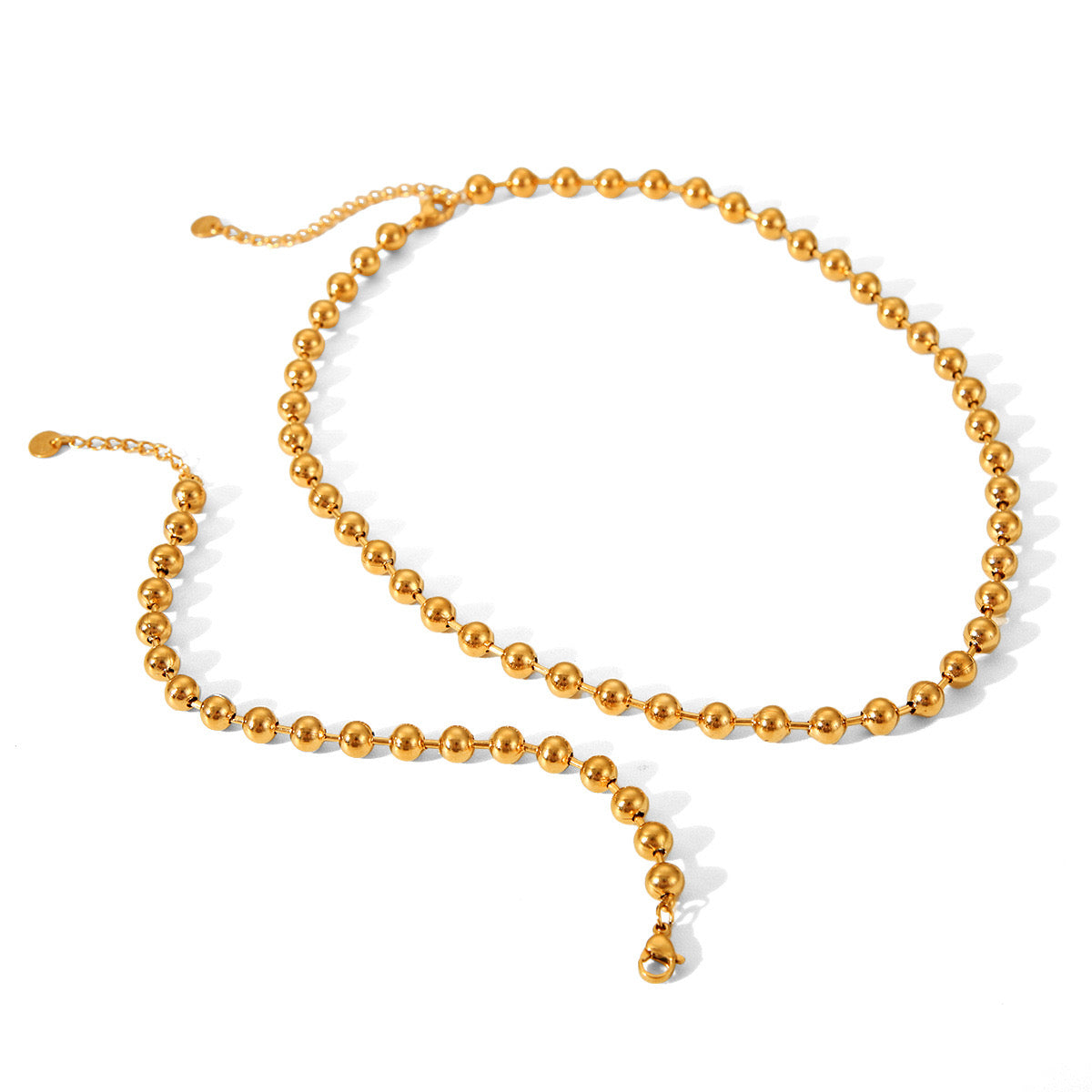 18K Gold Chic Ball Chain Beaded Collar Necklace