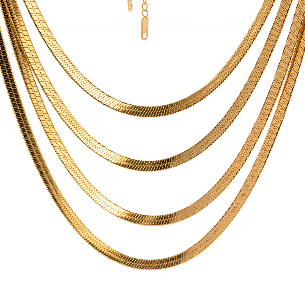 18K Gold Glowing Herringbone Snake Chain Necklace