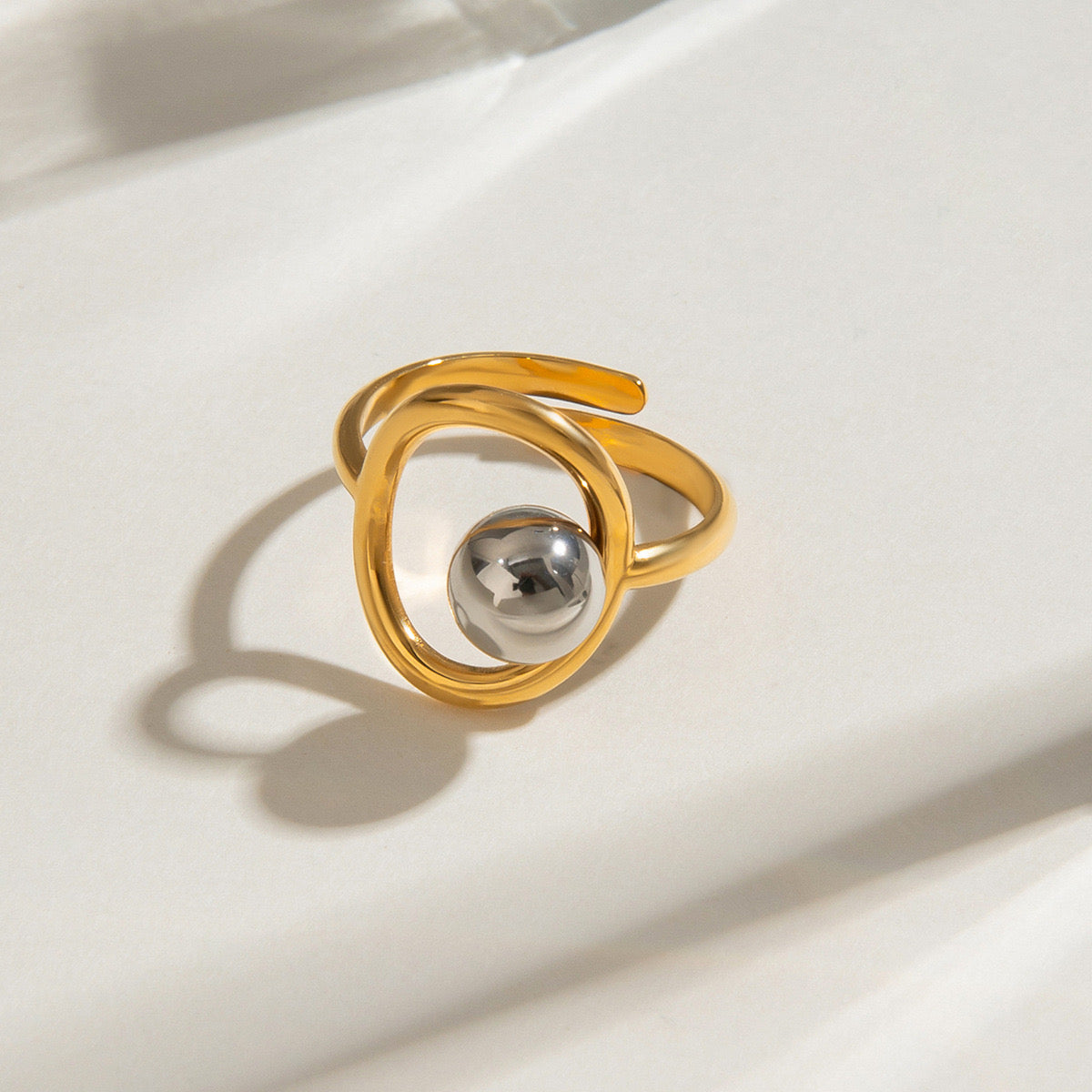 18K Gold and Silver Two Tone Comfort Zone Statement Ring