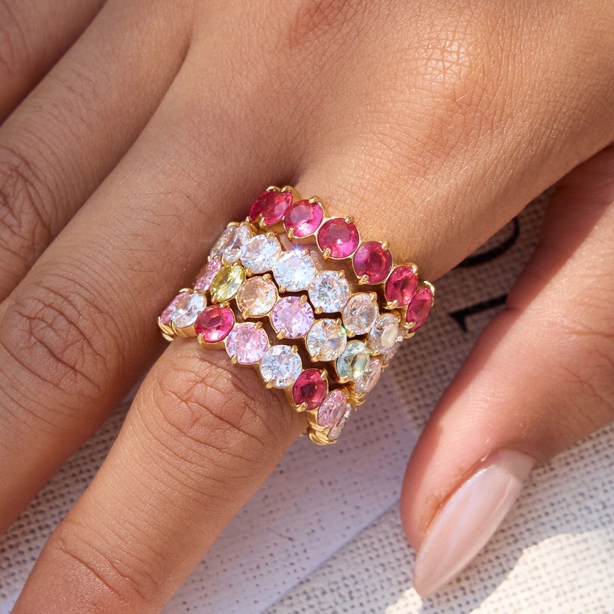 18K Gold Pink Affair Tennis Eternity Ring