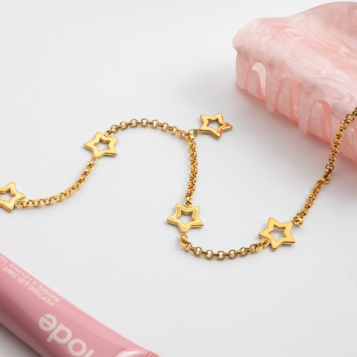 18K Gold Bling Star Chain Statement Necklace