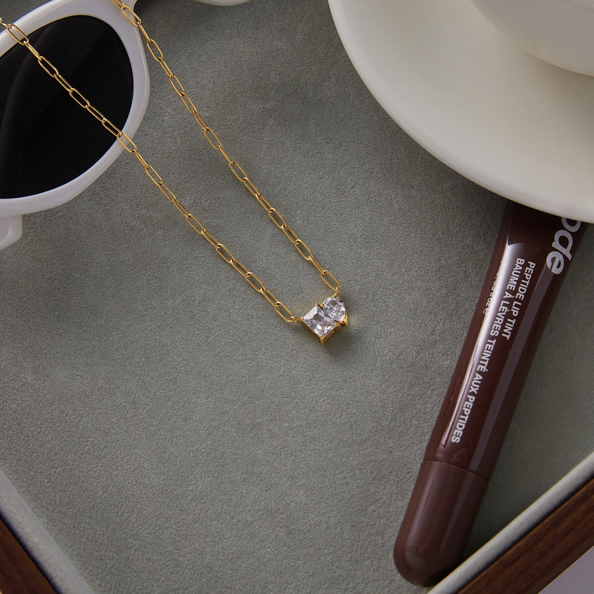 18K Gold Perfect Match Pendant Rope Chain Necklace Set