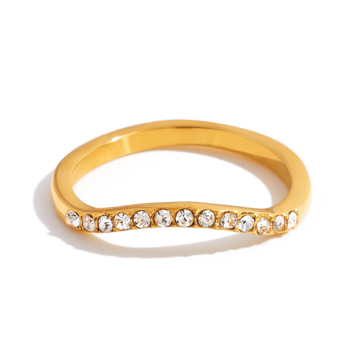 18K Gold Moon Bling Slim Stacking Rings Set