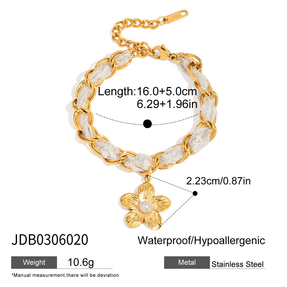 18K Gold Princess Flower Pearl Pendant Ribbon Chain Layered Necklace Set