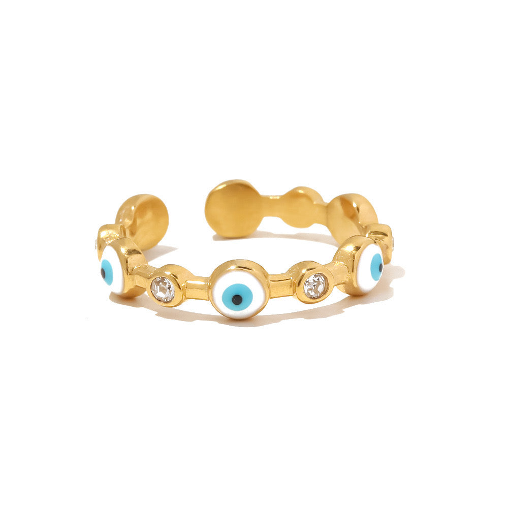 18K Gold Evil Eye Stacking Ring