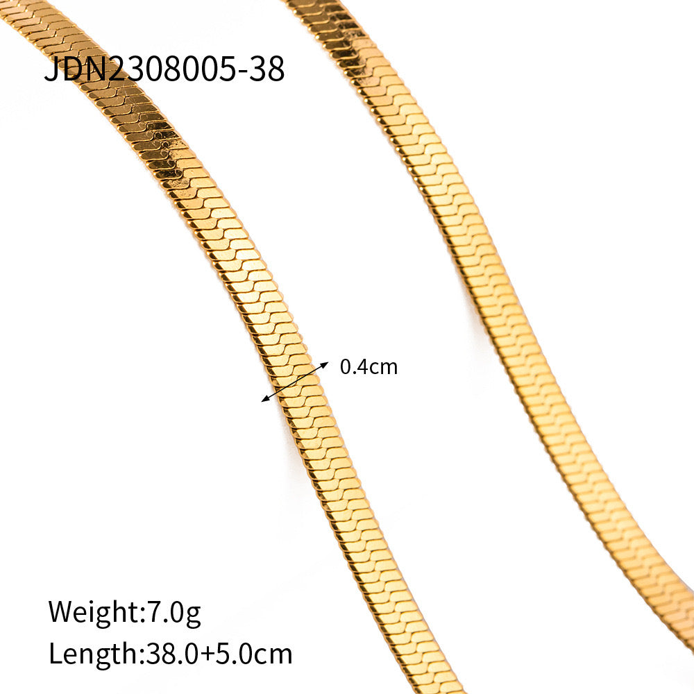18K Gold Glowing Herringbone Snake Chain Necklace