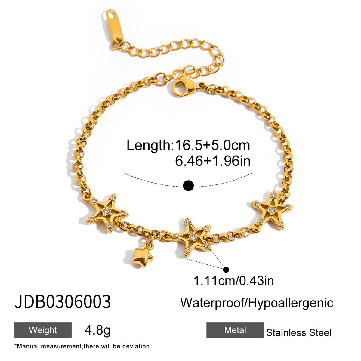 18K Gold Shimmering Dainty Flower Bow Bracelet Stack